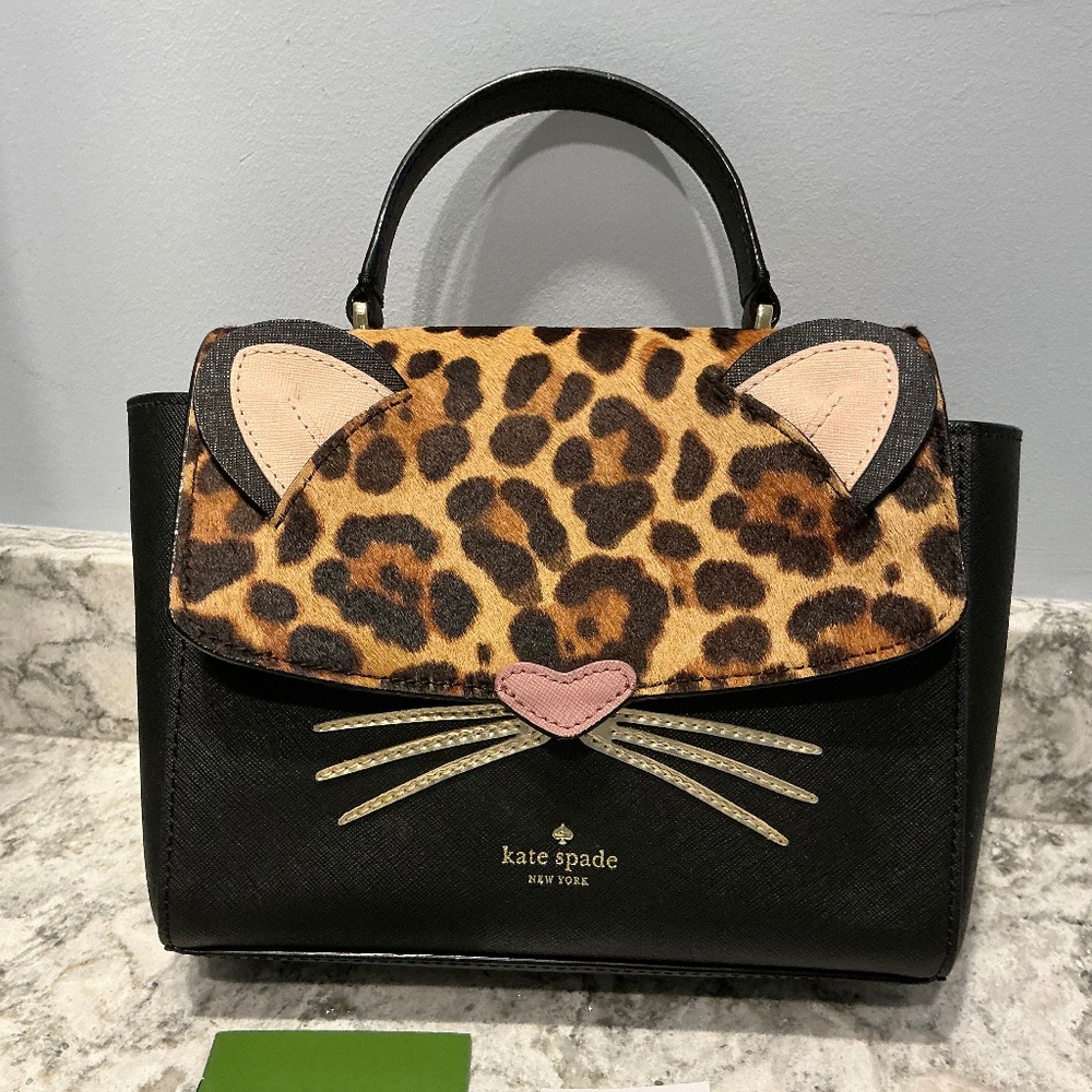 Kate Spade New York Run Wild Leopard Kerrie Cat Handbag Crossbody